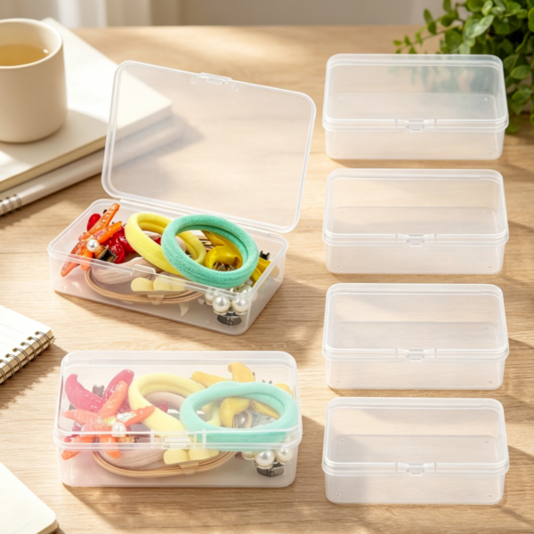 6-Pack Clear Mini Hair Tie & Bead Storage Boxes