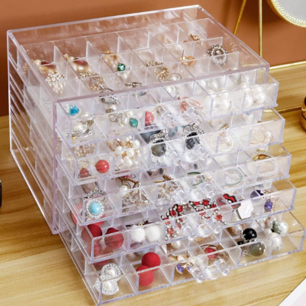 Acrylic 5-Drawer Jewellery Case with 120 Compartments
