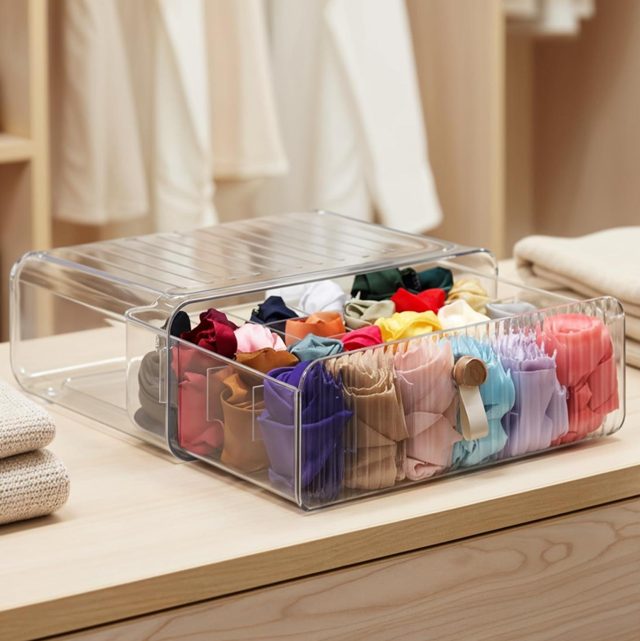 24-Compartment Sock & Underwear Drawer Divider with Drawers