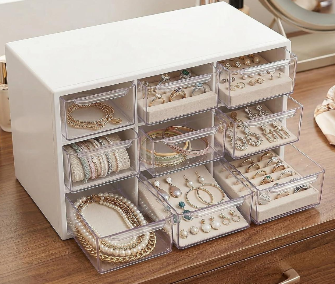 9-Compartment Desktop Drawer for Hardware & Cosmetics