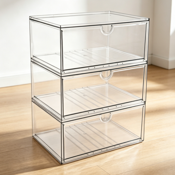 3-Piece Stackable Acrylic Cosmetics Drawer Set for Nurseries