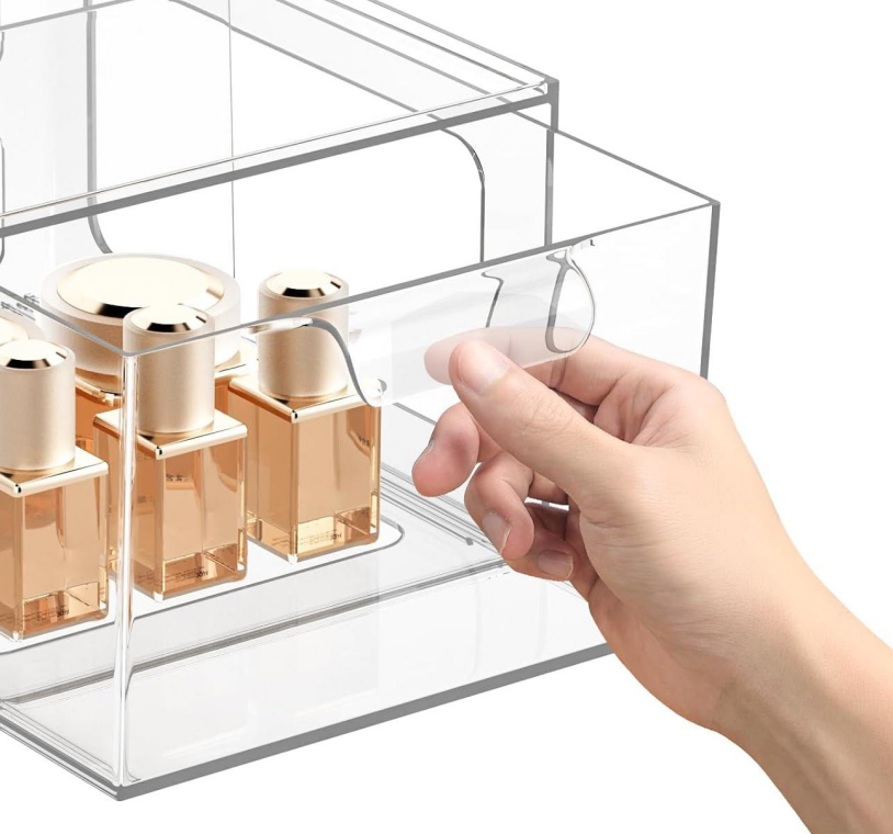 2-Piece Stackable Cosmetics Drawers with Pull-Out Handles - Image 2