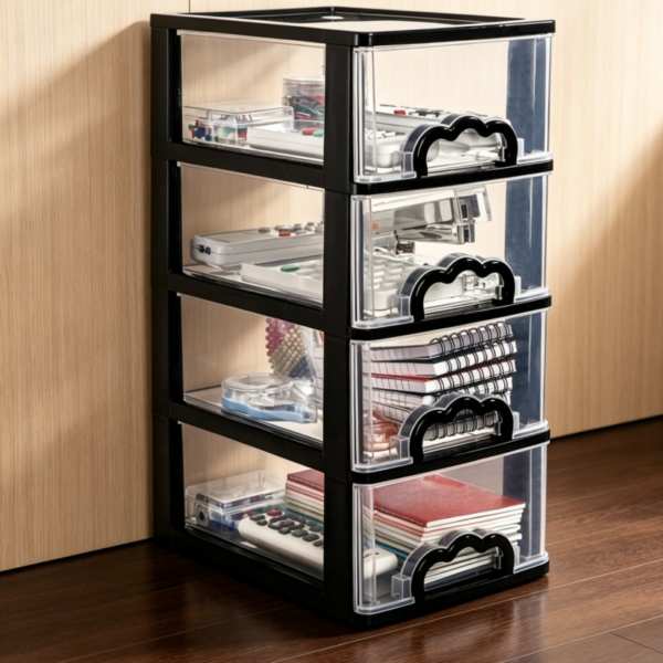4-Drawer Compact Clear Desktop Storage Unit