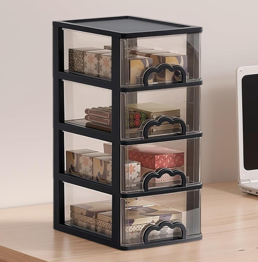4-Drawer Compact Clear Desktop Storage Unit - Image 2