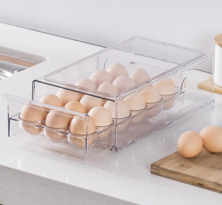 Stackable 18-Egg Fridge Drawer with Transparent Case - Image 2