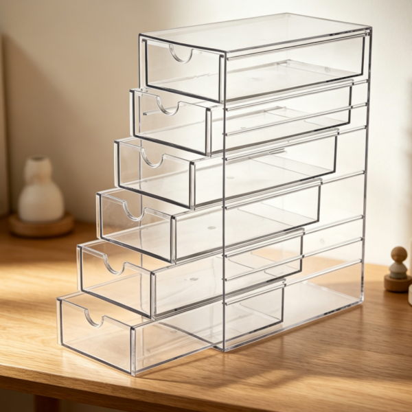 6-Drawer Transparent Desktop Organiser for Multiple Rooms