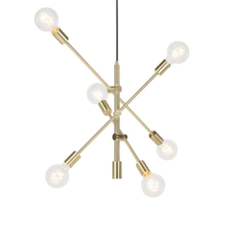 Art deco hanging lamp matt brass 6 lights