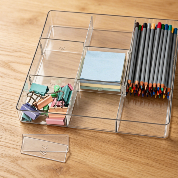 Adjustable 9-Divider Tray for Desks & Bathrooms