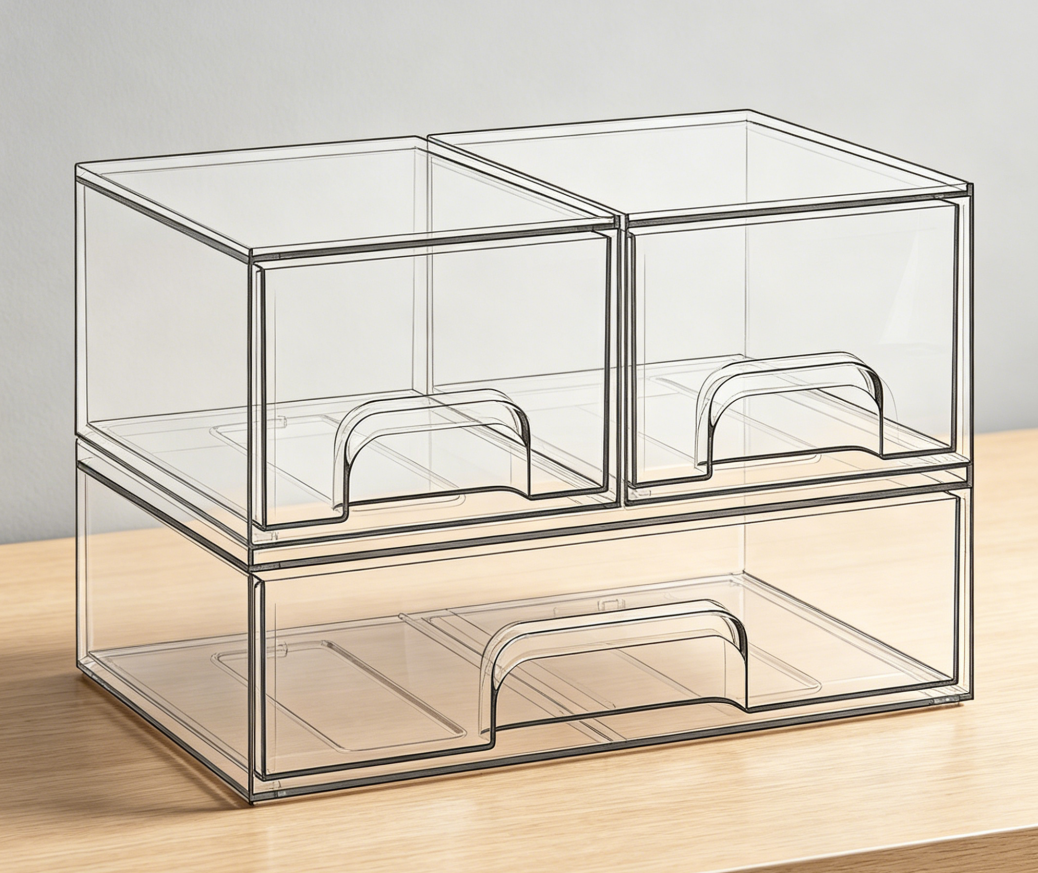 3-Pack Stackable Acrylic Drawers for Bathrooms & Pantries