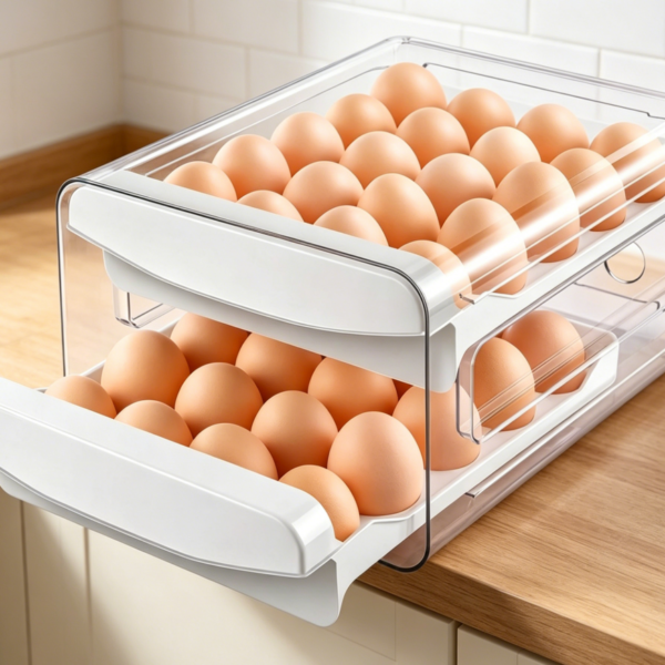 2-Tier Stackable 40-Egg Clear Fridge Drawer