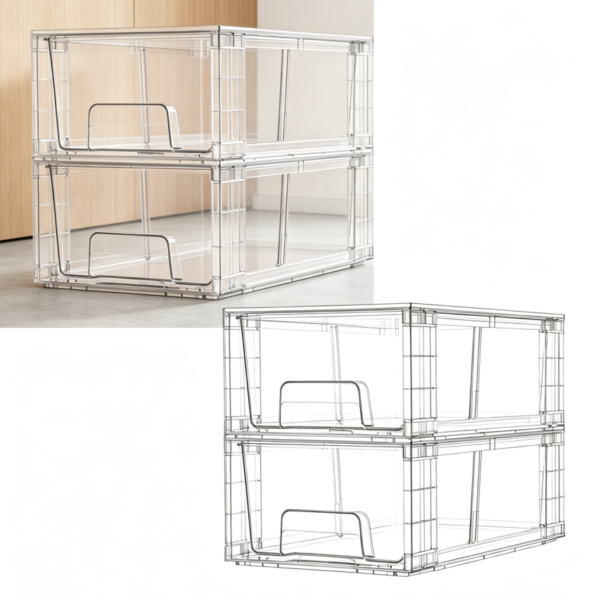 4-Piece Clear Acrylic Drawer Set with Handles