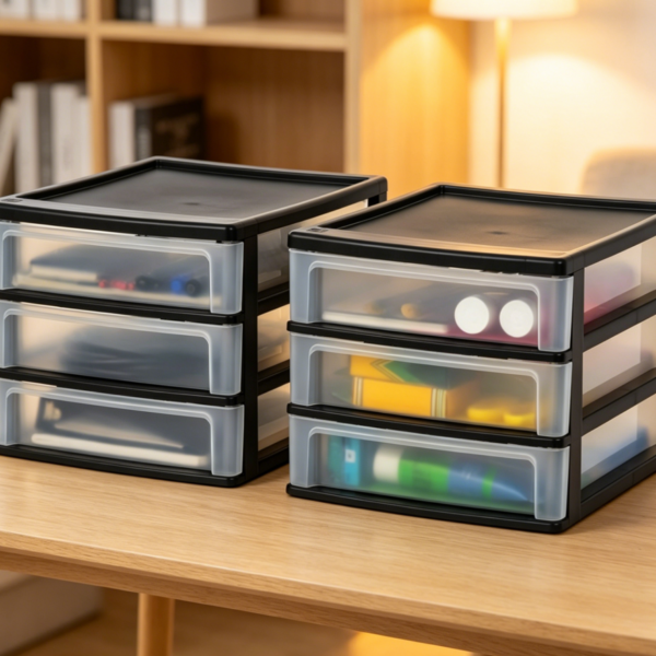 2-Piece Black Medium 3-Drawer Desktop Organiser