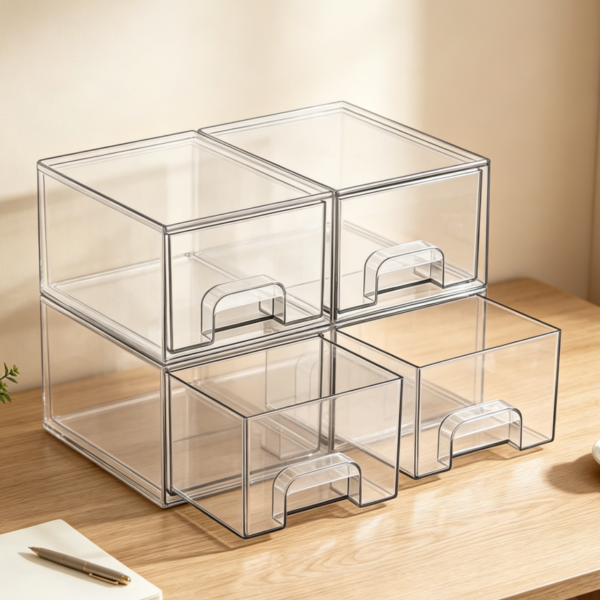 4-Piece Small Stackable Clear Acrylic Bathroom Drawers