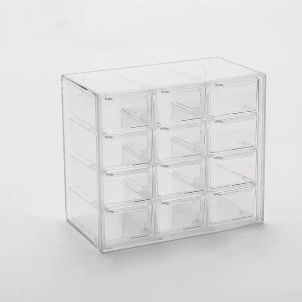 12-Compartment Clear Desktop Drawer for Stationery & Jewellery