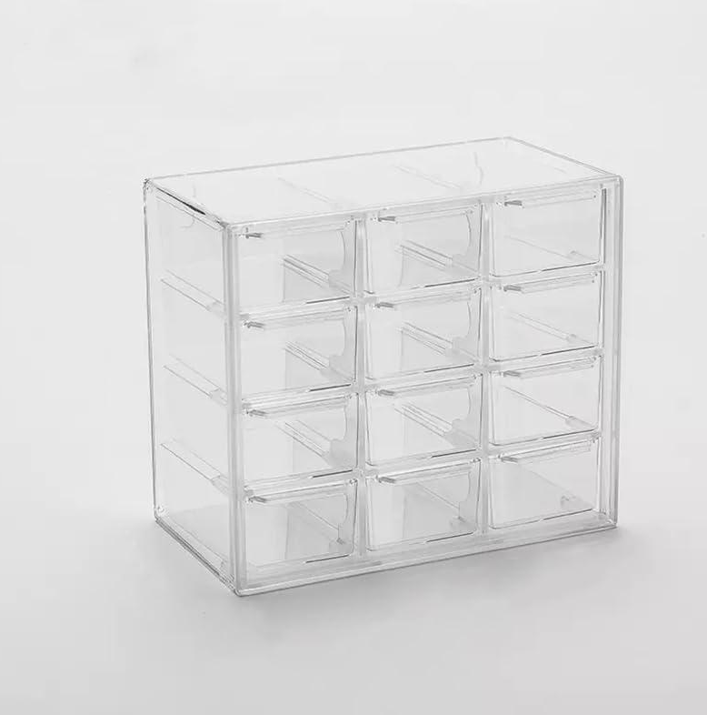 12-Compartment Clear Desktop Drawer for Stationery & Jewellery