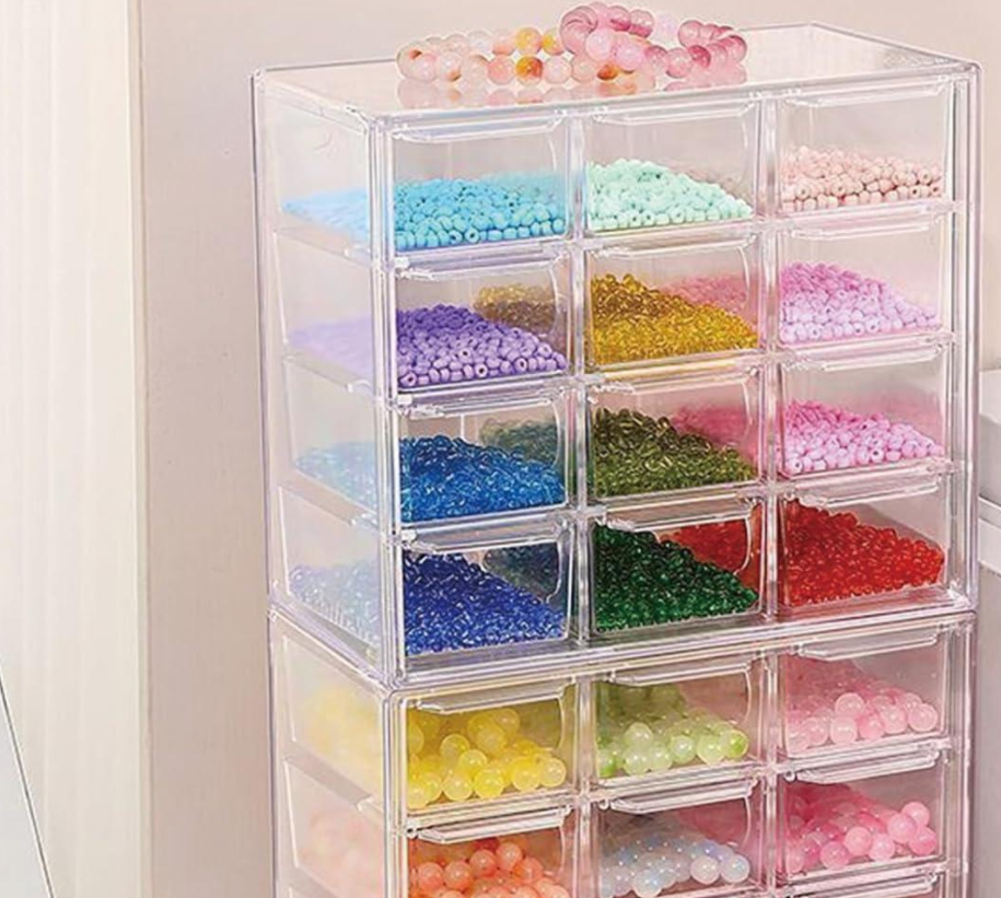 12-Compartment Clear Desktop Drawer for Stationery & Jewellery - Image 2
