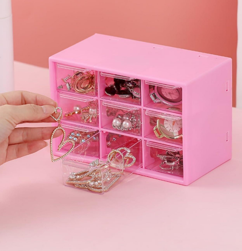 Mini 9-Drawer Pink Desktop Craft Storage Box - Image 2