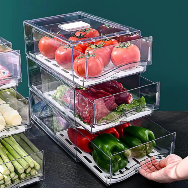 2-Drawer Large Stackable BPA-Free Fridge Organiser Rack