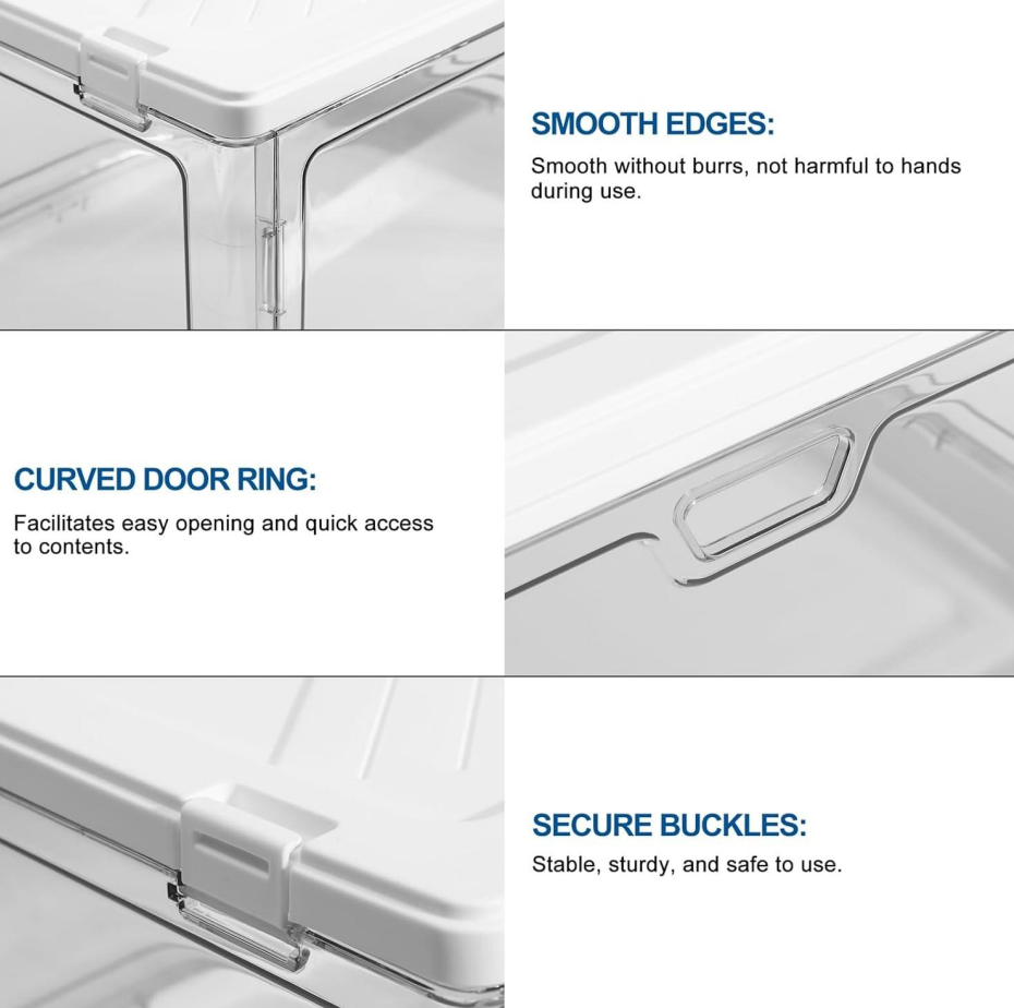 3-Pack 22.7L Clear Magnetic-Door Collapsible Stackable Bins - Image 2