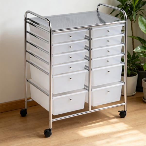Rolling Storage Cart with 12 Plastic Drawers