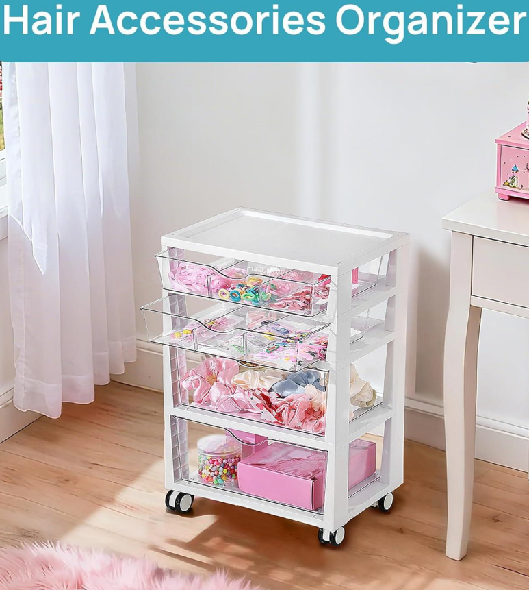 4-Tier Rolling Drawer Cart for Art Supplies & Toys - Image 2