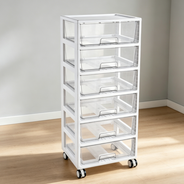 6-Tier Rolling Cart with Deep Transparent Drawers