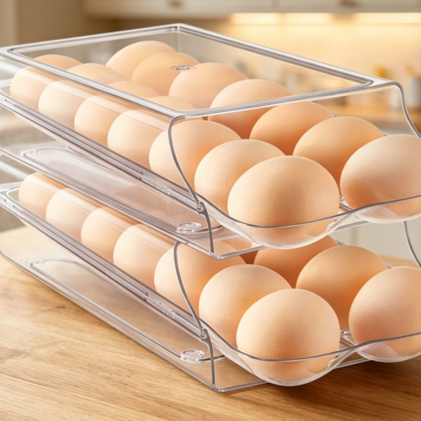 Auto-Rolling 14-Egg Fridge Box with Removable Tray (2-Pack)