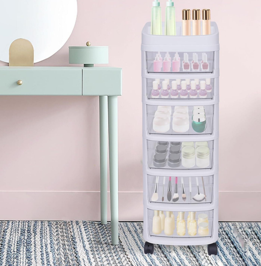 6-Drawer Rolling Craft Cart with 4 Swivel Wheels - Image 2