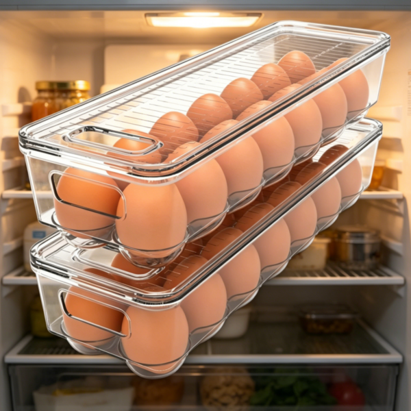 2-Pack Clear Egg Container with Lid and Handle