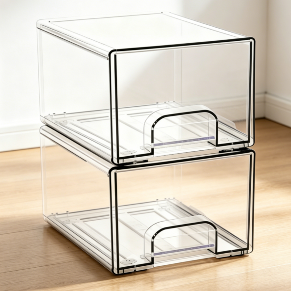 2-Pack Acrylic Stackable Drawers with Built-in Handles